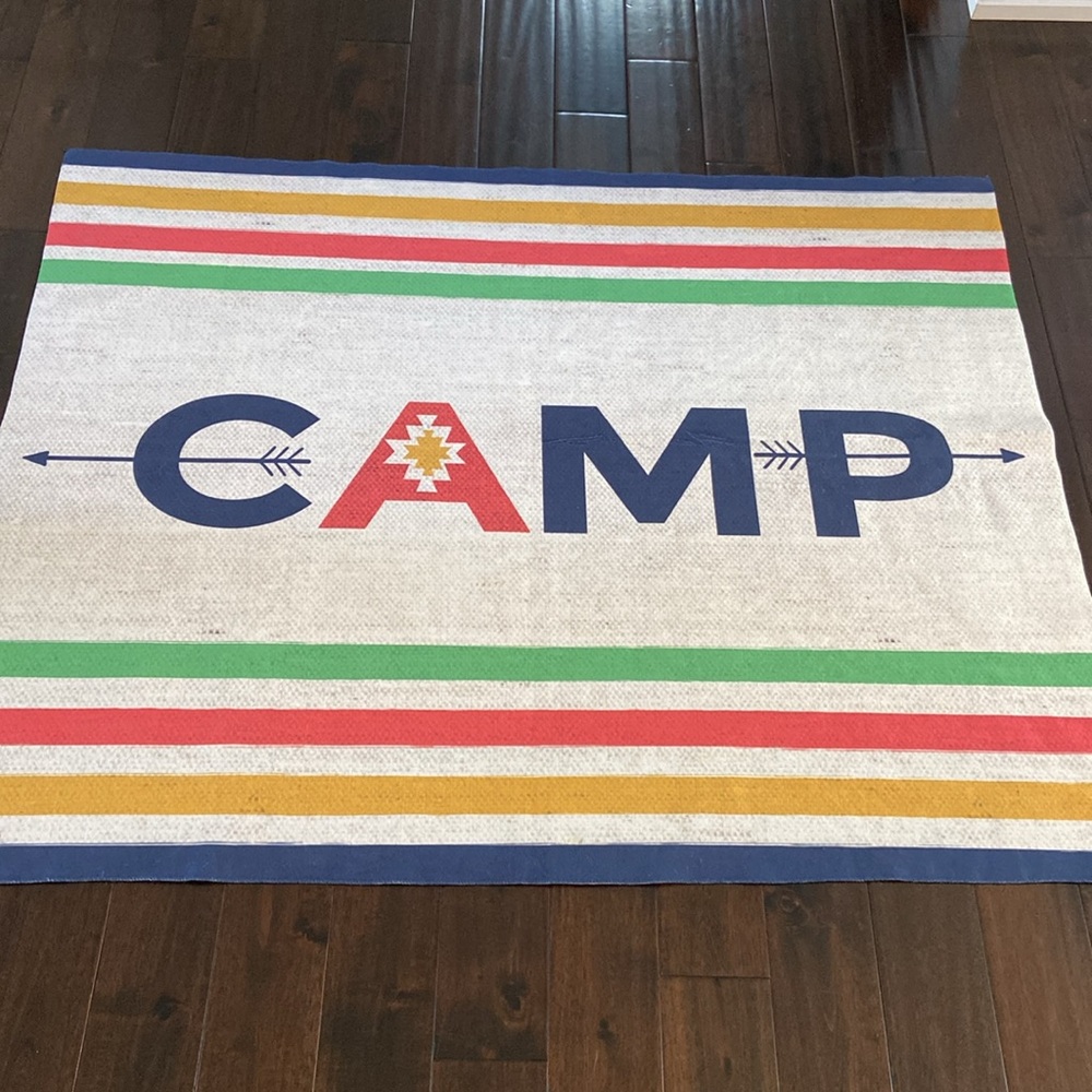 Camp Sign Sherpa Fleece Throw Blanket by Shutterfly